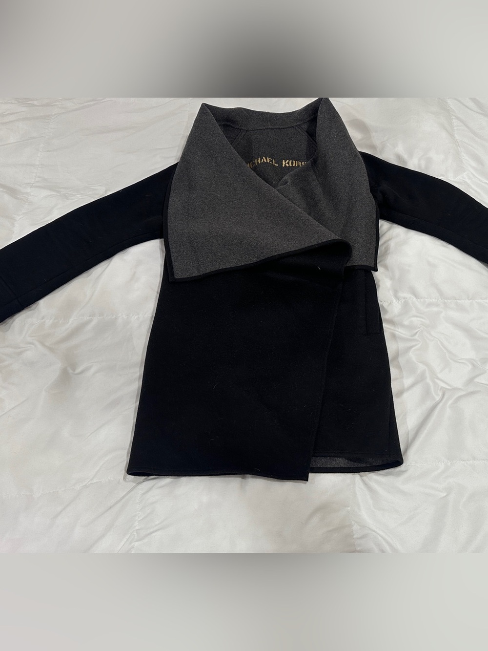 Michael Kors Black Coat with Gray Shawl Collar
